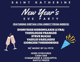 St. Katherine's invites you to its New Year's Eve 2023 Party on Saturday 12/31/22 at the Meletis Churuhas Center at St. Katherine's in Falls Church, VA with featuring Cretan Lyra player, Dionysios Koromilakis, direct from Greece! Reserved table seating tickets now on sale exclusively at DCGreeks.com!