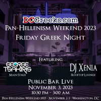 Join Greeks from over two dozen states (maybe more) for the DCGreeks.com PHW 2023 Friday Greek Night at Public Bar Live in Washington, DC on November 3, 2023!