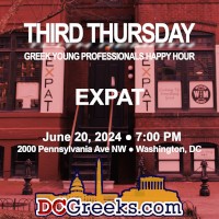 Third Thursday Greek Young Professionals Happy Hour -- 6/20/24 at Expat in Washington, DC! Click here for details!