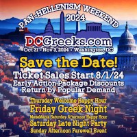 Join Greeks and Philhellenes from over the U.S. from 10/31/24 - 11/3/24 in DC for four days of parties geared exclusively for young professionals 21+! Events include Thursday Night and Saturday Afternoon Happy Hours, a Friday Greek Night, Saturday Late Night Party, and a Sunday afternoon Getaway Day Event! Click here for details!
